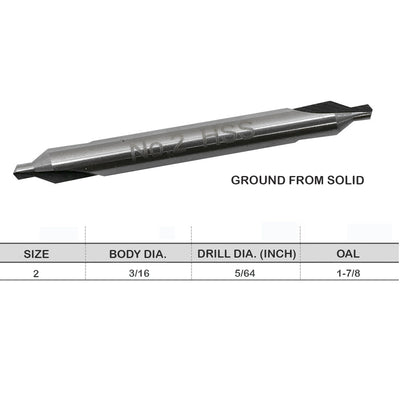 1 Set of 5 Pc 60 Degrees No.2 HSS Center Drill Countersink