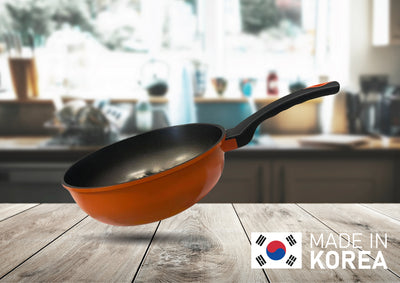 10"(26cm) 3D Diamond Coating Nonstick Frying Pan Wok, 3.25" Depth -MADE IN KOREA