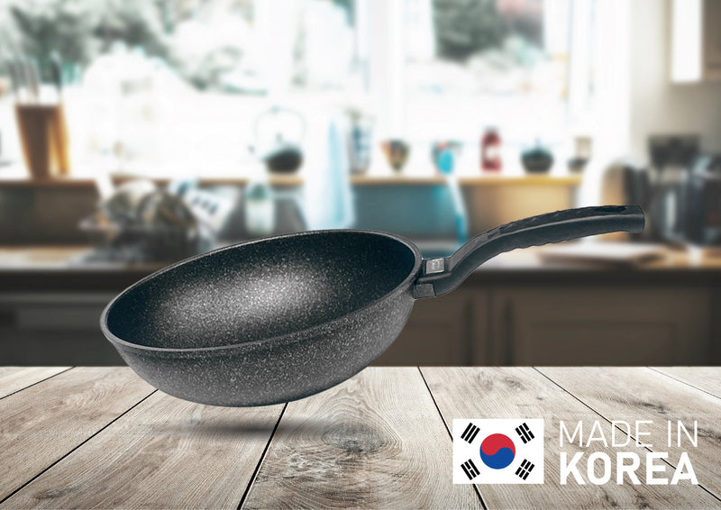 12" Wok Non-Stick Cooking Frying Pan Pot, 5 Layer Marble Coating, Made In Korea