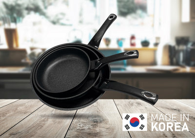 8", 9.5", 11" Marble Coating Frying Pan Set, Nonstick Skillets Made In Korea
