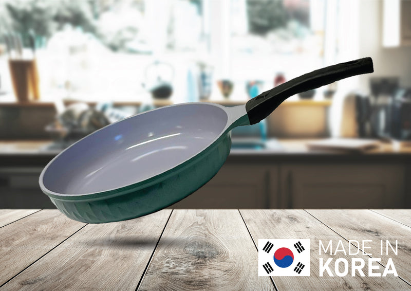 11" Ceramic Coating Interior and Exterior Cooking Frying Pan, Made In Korea