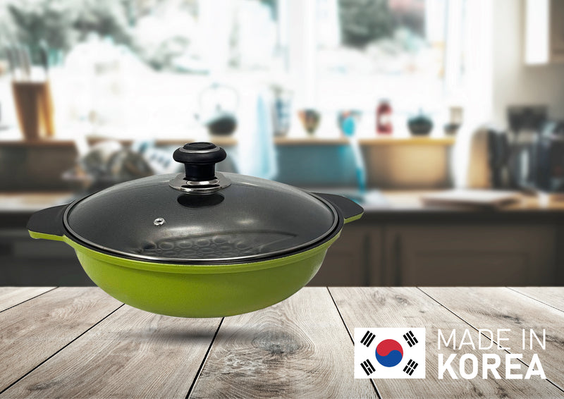 3D Bubble Diamond Coating Nonstick Wok 11" Diameter Cooking Pan MADE IN KOREA