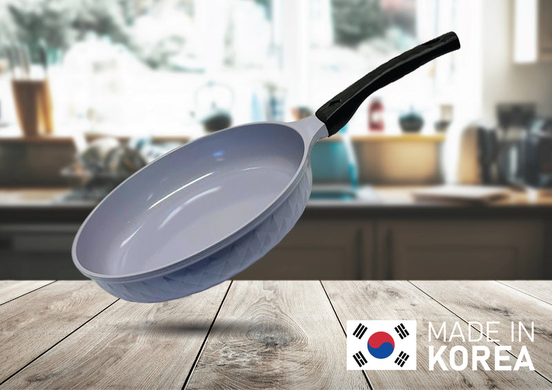 12" Ceramic Coating Interior and Exterior Cooking Frying Pan, Made In Korea