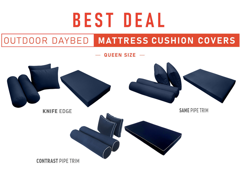 Model-1 QUEEN SIZE Daybed Mattress Bolster Pillow Cushion Outdoor COVER ONLY