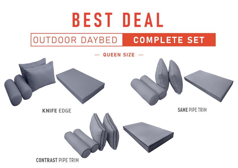 Model-2 QUEEN SIZE Outdoor Daybed Mattress Bolster Cushion Cover Complete Set