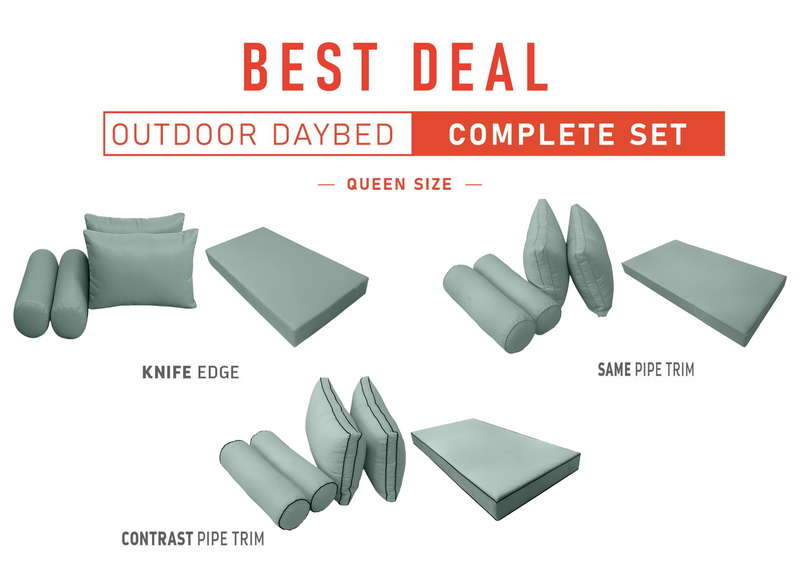 Model-2 QUEEN SIZE Outdoor Daybed Mattress Bolster Cushion Cover Complete Set
