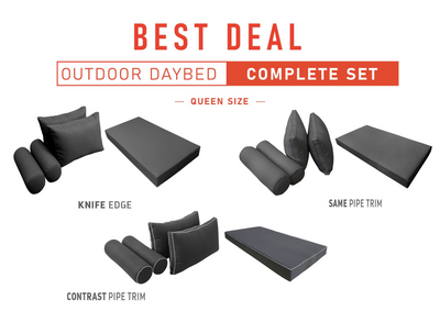 Model-2 QUEEN SIZE Outdoor Daybed Mattress Bolster Cushion Cover Complete Set
