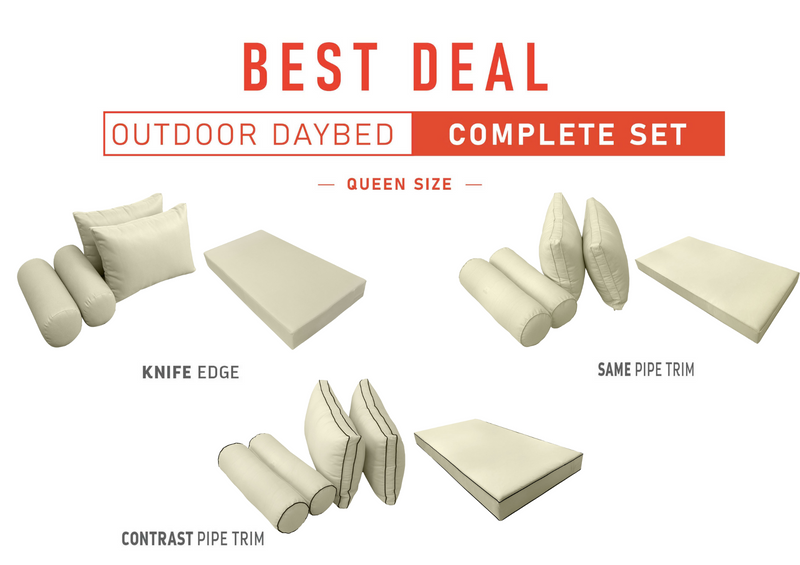 Model-2 QUEEN SIZE Outdoor Daybed Mattress Bolster Cushion Cover Complete Set