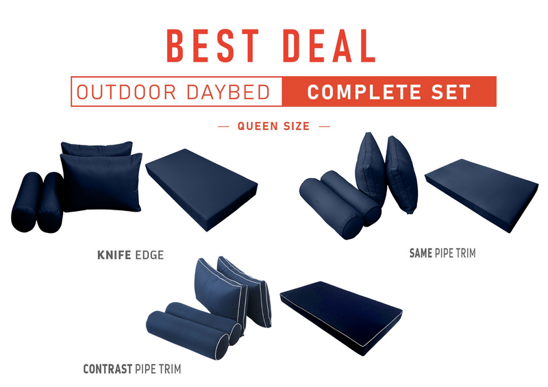 Model-2 QUEEN SIZE Outdoor Daybed Mattress Bolster Cushion Cover Complete Set