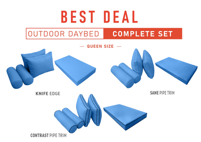 Model-2 QUEEN SIZE Outdoor Daybed Mattress Bolster Cushion Cover Complete Set