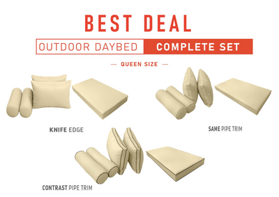 Model-2 QUEEN SIZE Outdoor Daybed Mattress Bolster Cushion Cover Complete Set