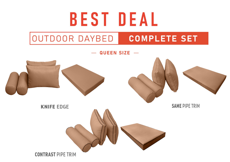 Model-2 QUEEN SIZE Outdoor Daybed Mattress Bolster Cushion Cover Complete Set