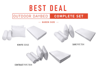 Model-2 QUEEN SIZE Outdoor Daybed Mattress Bolster Cushion Cover Complete Set