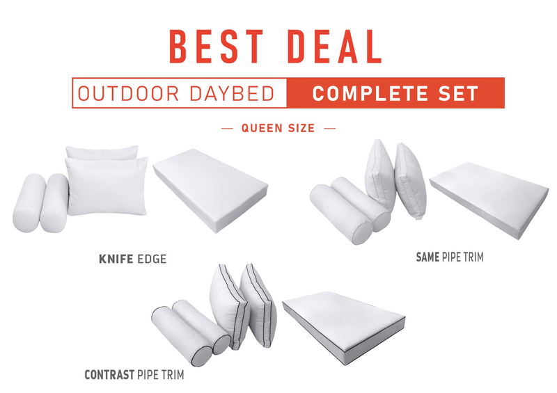 Model-2 QUEEN SIZE Outdoor Daybed Mattress Bolster Cushion Cover Complete Set