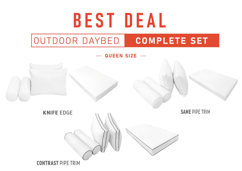Model-2 QUEEN SIZE Outdoor Daybed Mattress Bolster Cushion Cover Complete Set