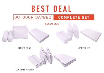 Model-2 QUEEN SIZE Outdoor Daybed Mattress Bolster Cushion Cover Complete Set