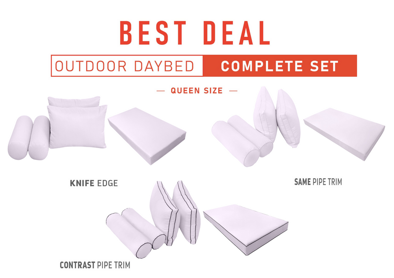 Model-2 QUEEN SIZE Outdoor Daybed Mattress Bolster Cushion Cover Complete Set