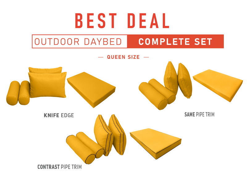 Model-2 QUEEN SIZE Outdoor Daybed Mattress Bolster Cushion Cover Complete Set