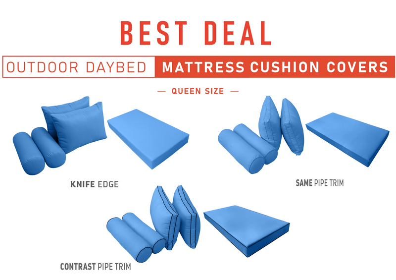 Model-2 QUEEN SIZE Daybed Mattress Bolster Pillow Cushion Outdoor COVER ONLY