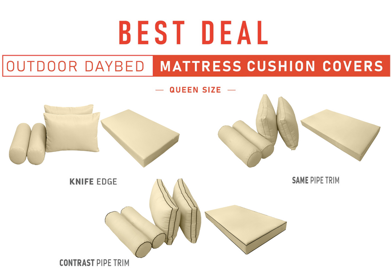 Model-2 QUEEN SIZE Daybed Mattress Bolster Pillow Cushion Outdoor COVER ONLY