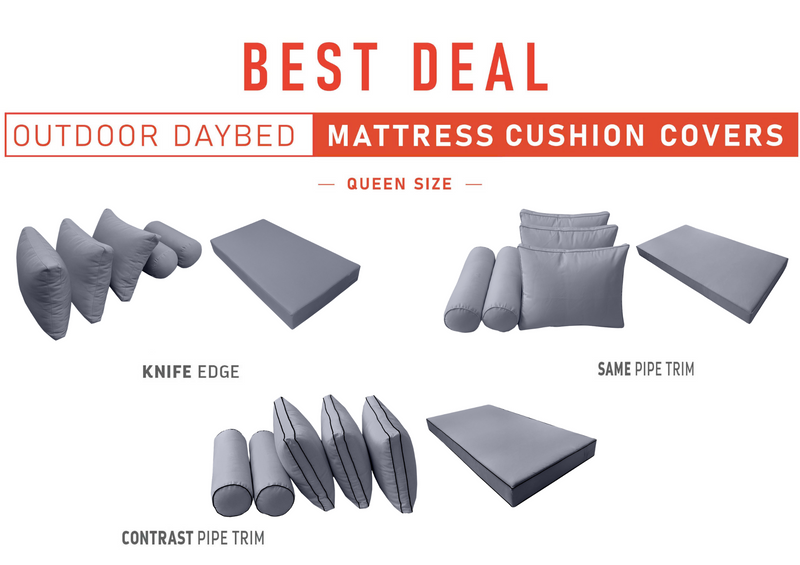 Model-3 QUEEN SIZE Daybed Mattress Bolster Pillow Cushion Outdoor COVER ONLY