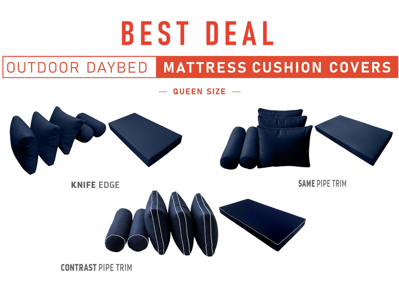 Model-3 QUEEN SIZE Daybed Mattress Bolster Pillow Cushion Outdoor COVER ONLY