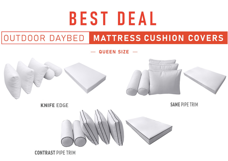 Model-3 QUEEN SIZE Daybed Mattress Bolster Pillow Cushion Outdoor COVER ONLY