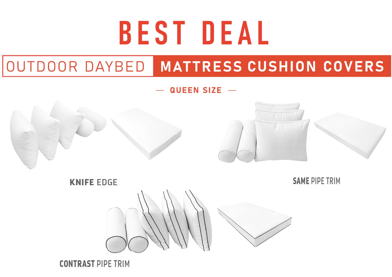 Model-3 QUEEN SIZE Daybed Mattress Bolster Pillow Cushion Outdoor COVER ONLY