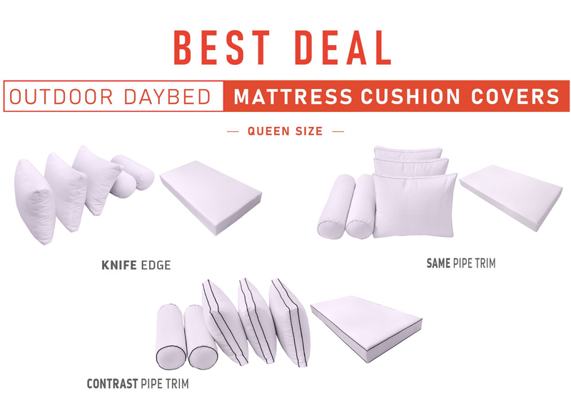 Model-3 QUEEN SIZE Daybed Mattress Bolster Pillow Cushion Outdoor COVER ONLY