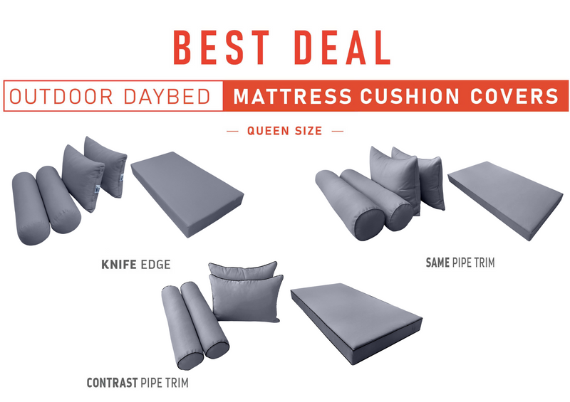 Model-4 QUEEN SIZE Daybed Mattress Bolster Pillow Cushion Outdoor COVER ONLY