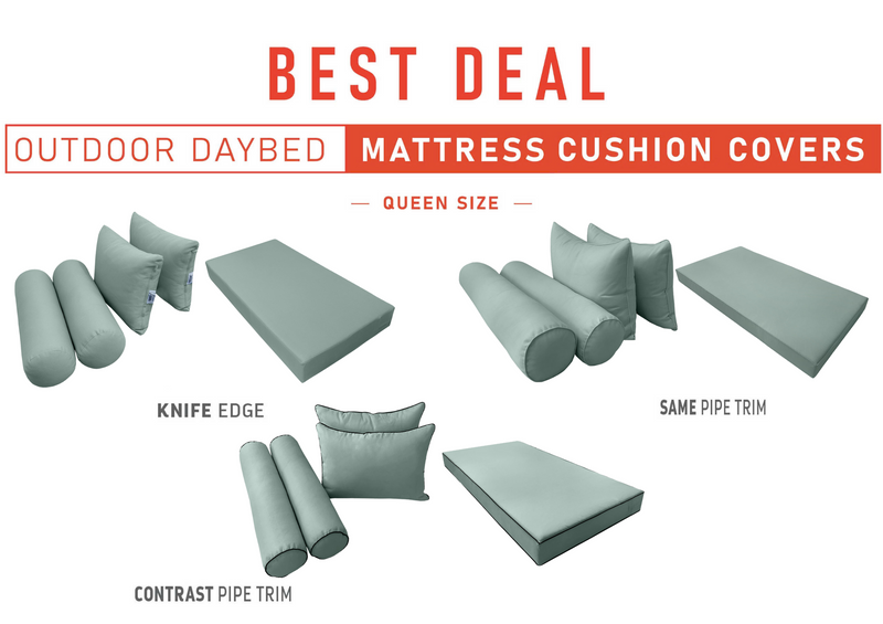 Model-4 QUEEN SIZE Daybed Mattress Bolster Pillow Cushion Outdoor COVER ONLY