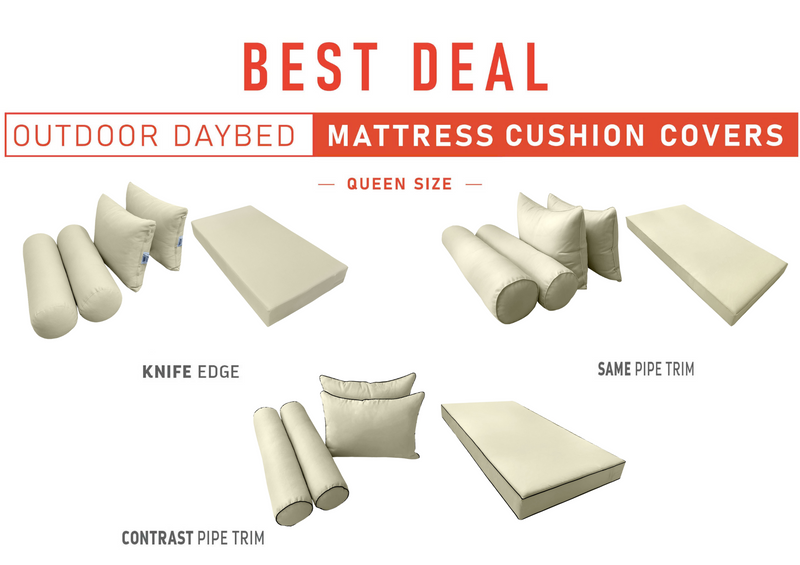 Model-4 QUEEN SIZE Daybed Mattress Bolster Pillow Cushion Outdoor COVER ONLY