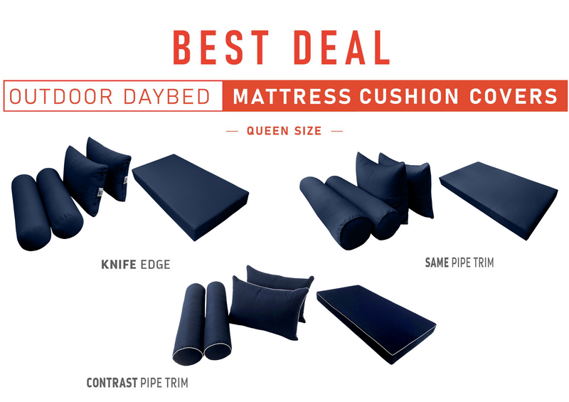 Model-4 QUEEN SIZE Daybed Mattress Bolster Pillow Cushion Outdoor COVER ONLY