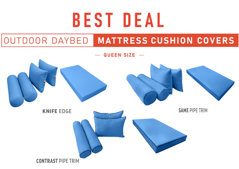 Model-4 QUEEN SIZE Daybed Mattress Bolster Pillow Cushion Outdoor COVER ONLY