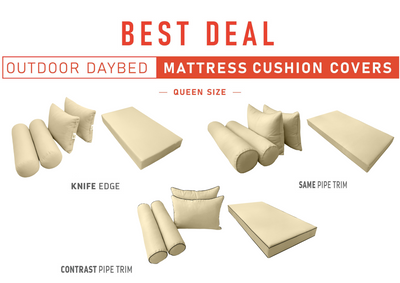 Model-4 QUEEN SIZE Daybed Mattress Bolster Pillow Cushion Outdoor COVER ONLY