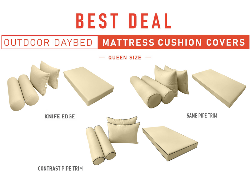 Model-4 QUEEN SIZE Daybed Mattress Bolster Pillow Cushion Outdoor COVER ONLY
