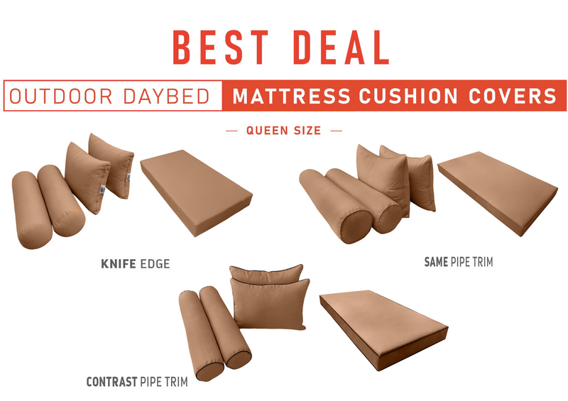 Model-4 QUEEN SIZE Daybed Mattress Bolster Pillow Cushion Outdoor COVER ONLY