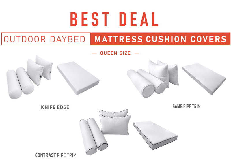 Model-4 QUEEN SIZE Daybed Mattress Bolster Pillow Cushion Outdoor COVER ONLY