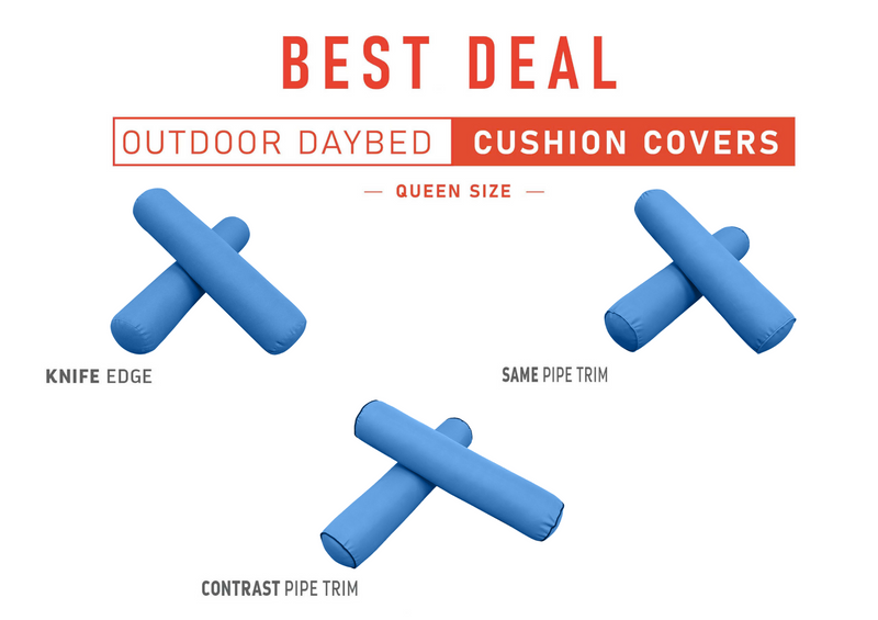 Model-5 QUEEN SIZE Daybed Bolster Pillow Cushion Outdoor COVER ONLY