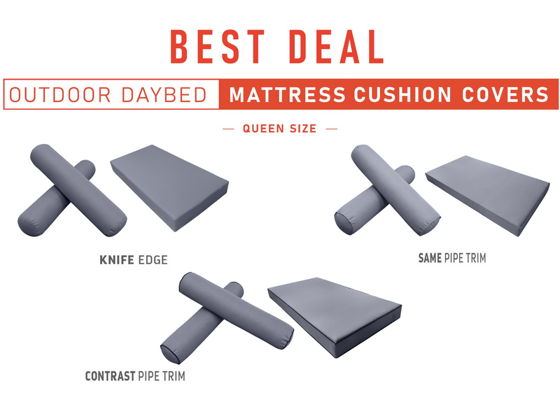 Model-5 QUEEN SIZE Daybed Mattress Bolster Pillow Cushion Outdoor COVER ONLY