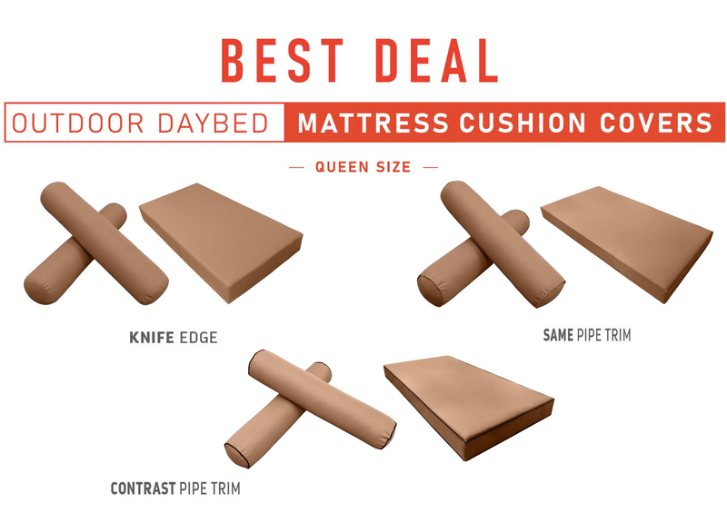 Model-5 QUEEN SIZE Daybed Mattress Bolster Pillow Cushion Outdoor COVER ONLY