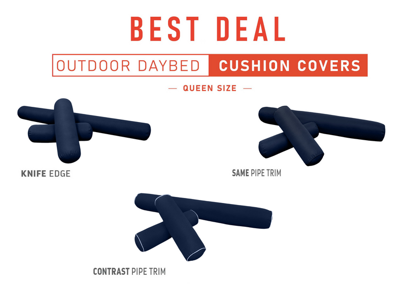 Model-6 QUEEN SIZE Daybed Bolster Pillow Cushion Outdoor COVER ONLY