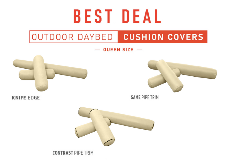 Model-6 QUEEN SIZE Daybed Bolster Pillow Cushion Outdoor COVER ONLY