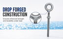 4 Pcs Marine T316 Stainless Steel 1/2" x 6" Drop Forged Plain Eye Bolt 2,150 Lb WLL