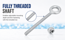 Marine T316 Stainless Steel 1/4" x 4" Drop Forged Plain Eye Bolt 500 Lb WLL