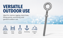 Marine T316 Stainless Steel 1/4" x 4" Drop Forged Plain Eye Bolt 500 Lb WLL