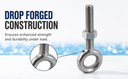 4 Pcs Marine T316 Stainless Steel 5/16" x 2-1/4" Drop Forged Plain Eye Bolt 800 Lb WLL