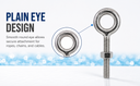 Marine T316 Stainless Steel 5/16" x 2-1/4" Drop Forged Plain Eye Bolt 800 Lb WLL