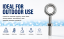 Marine T316 Stainless Steel 5/16" x 2-1/4" Drop Forged Plain Eye Bolt 800 Lb WLL