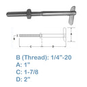 5 Pcs  Marine T316 Stainless Steel Right Hand Thread 1/4" -20 UNC Threaded Drop Pin